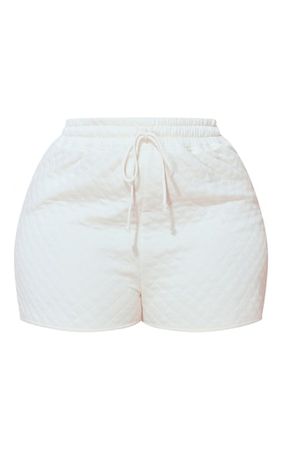 Plus Cream Textured Sweat Shorts | Plus Size | PrettyLittleThing USA