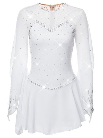 Figure Skating Dress Women's Girls' Ice Skating Dress White Patchwork Spandex Stretch Yarn High Elasticity Competition Skating Wear Classic Long Sleeve Figure Skating 7074190 2020 – $3,021.85