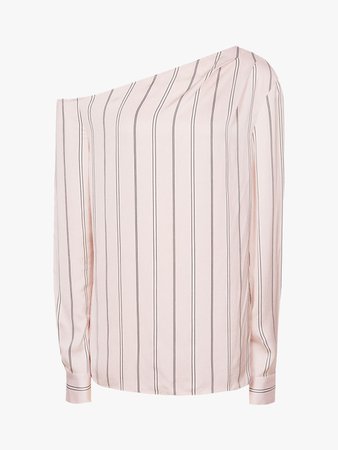 Reiss Maeve One Shoulder Stripe Top, Neutral at John Lewis & Partners