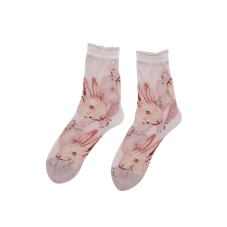 light pink graphic bunny socks