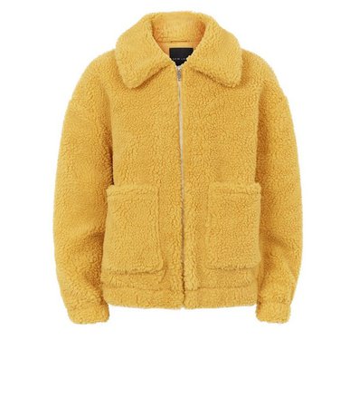 Mustard Teddy Borg Pocket Front Jacket | New Look