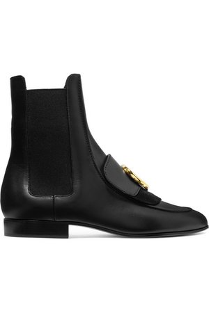 Chloé | Chloé C logo-embellished leather and suede ankle boots | NET-A-PORTER.COM