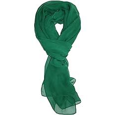 corciova Chiffon Extra Long Dark Emerald Green Sheer Head Silk Scarf Lightweight Evening Pashmina Shawl and Wrap for Women at Amazon Women’s Clothing store