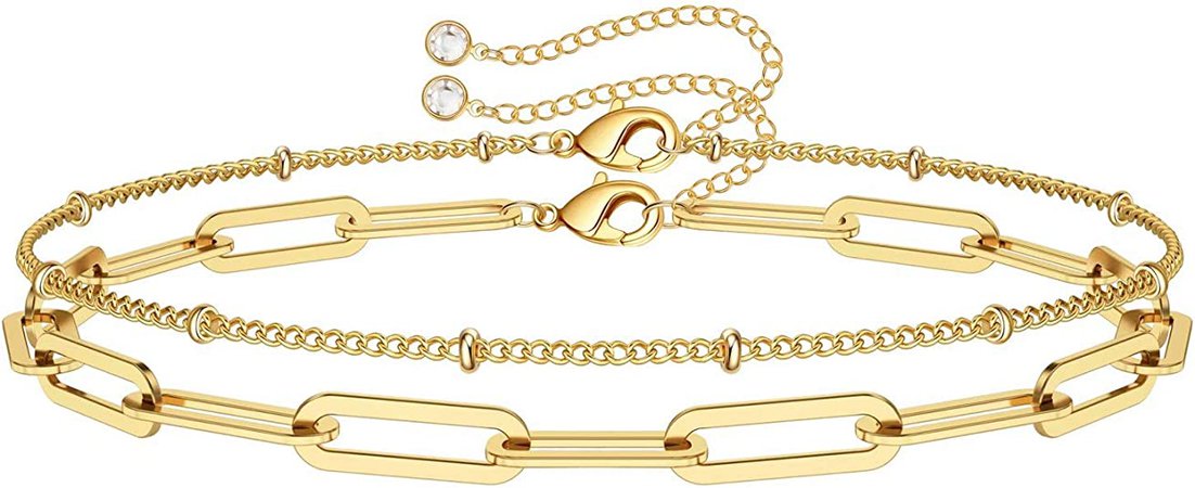 Amazon.com: Dainty Layered Bracelets for Women, 14K Gold Filled Adjustable Layering Oval Chain Bracelet Cute Gold Layered Bead Chain Bracelets for Women Jewelry(Oval Chain & Bead Chain): Clothing, Shoes & Jewelry