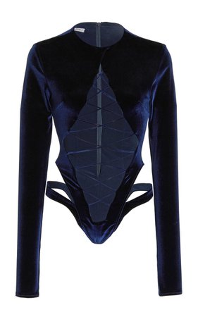 Lace-Up Velvet Bodysuit By Laquan Smith | Moda Operandi