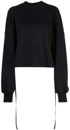 cropped patch embroidery sweatshirt