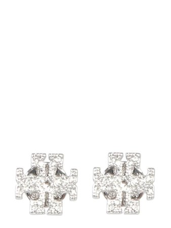 Tory Burch Tory Burch Crystal Logo Earrings - ARGENTO - 11204832 | italist