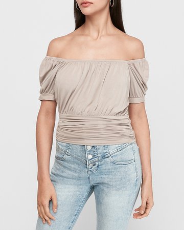 Off The Shoulder Blouson Sleeve Top | Express