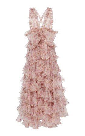 Ruffled Printed Chiffon Maxi Dress by Giambattista Valli | Moda Operandi
