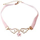 Amazon.com: Blingsoul Card Enamel Wings Necklace - Angel Captor Pink Velvet Choker Jewelry for Women: Clothing