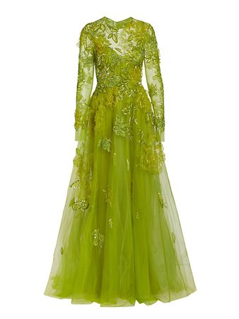 Shop Pamella Roland 3D Floral Embroidered Tulle Gown | Saks Fifth Avenue