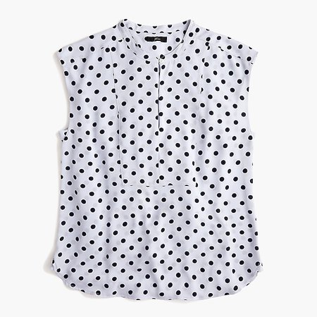 Drapey cap-sleeve top in polka dot : Women blouse | J.Crew