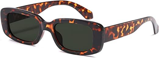Amazon.com: Kimorn Rectangle Sunglasses for Women Men Trendy Retro Fashion Glasses 90’s Vintage UV 400 Protection Square Fram K1200 (Black Frame Grey Lens+White Frame Grey Lens, 65) : Clothing, Shoes & Jewelry