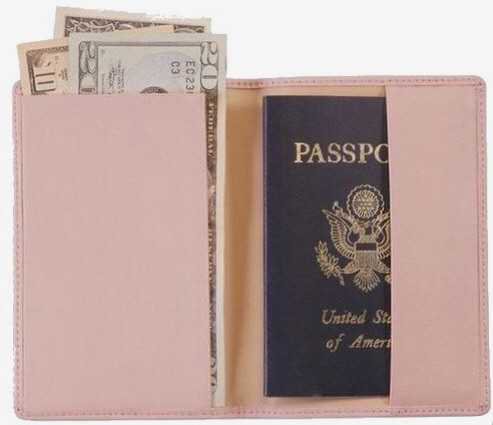 pink wallet and passport