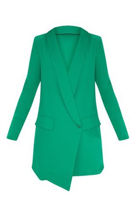 Green Asymmetric Oversized Blazer Dress | PrettyLittleThing
