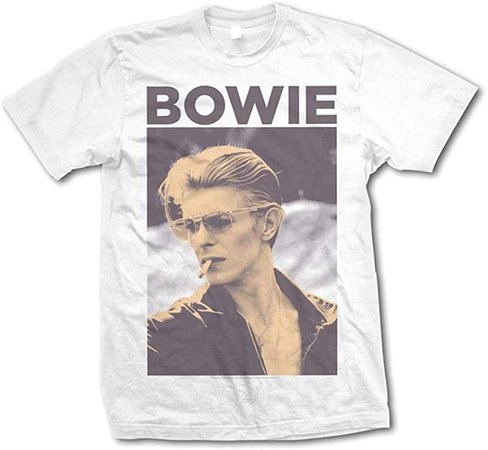 Amazon.com: David Bowie Smoking T-Shirt (Small) White: Clothing