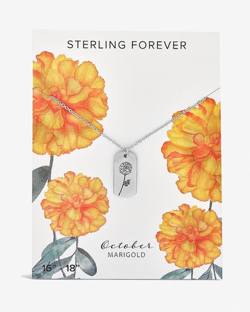 Sterling Forever October 'Marigold' Birth Flower Necklace