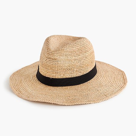 J.Crew: Wide-brim Packable Straw Hat For Women cream