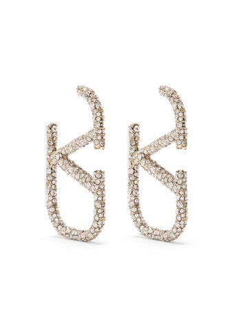 gold Valentino Garavani rhinestone-embellished VLOGO earrings