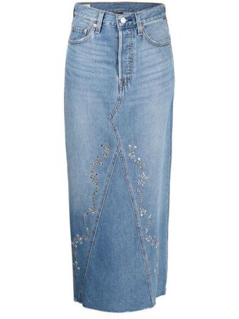 Anna Sui stud-detail Midi Denim Skirt - Farfetch