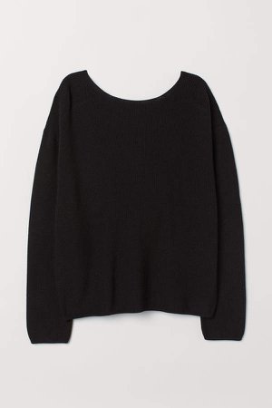 Sweater with Low-cut Back - Black