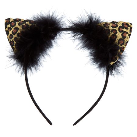 Leopard Glitter Cat Ears Headband