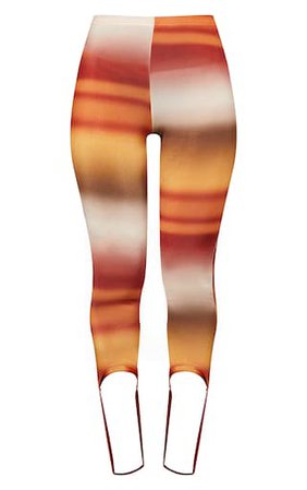 Orange Ombre Print Slinky Stirrup Leggings | PrettyLittleThing USA