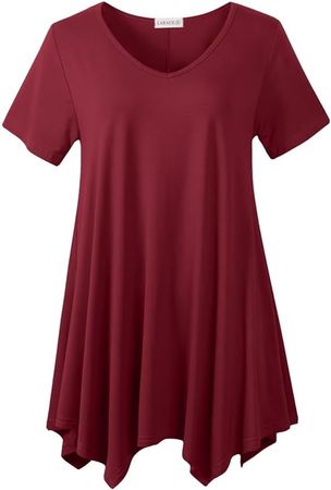 LARACE Plus Size Tops for Womens Summer Clothes Short Sleeve Shirts Casual V Neck Tunic Asymmetrical Blouses at Amazon Women’s Clothing store