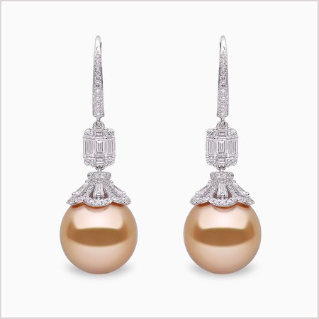 Yoko London | Exceptional Pearl Jewellery | Yoko London 18ct White Gold Golden South Sea Pearl and Diamond Earrings