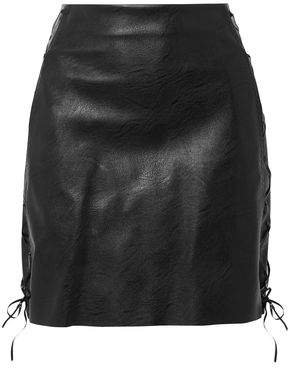 Lace-up Faux Leather Mini Skirt