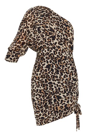 Leopard Print One Shoulder Dress | PrettyLittleThing USA
