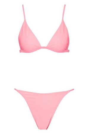 Itsy Bitsy Triangle Bikini | boohoo pink