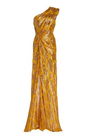 Metallic Jacquard One-Shoulder Gown By Monique Lhuillier | Moda Operandi