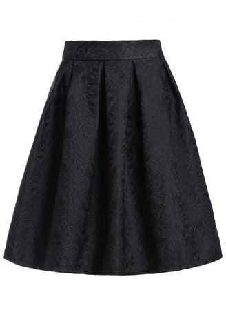 Jacquard Black Midi Skirt