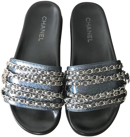 Navy Leather Sandals