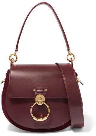 Tess Leather And Suede Shoulder Bag - Burgundy