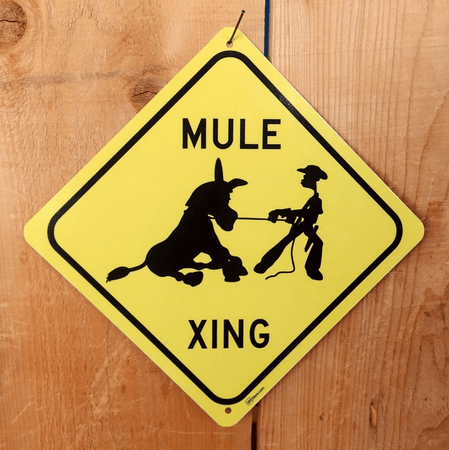 mule crossing sign home decor classy yellow