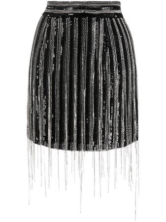 Black Amen Fringed Sequin Skirt | Farfetch.com