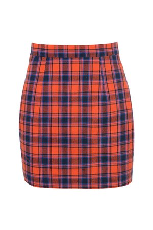 'Repertoire' Orange Navy Tartan Mini Skirt
