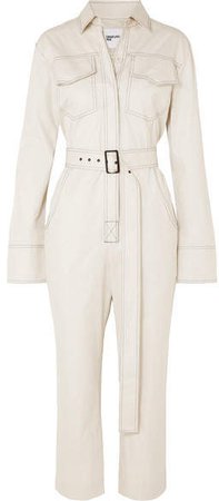 Orseund Iris - Workwear Belted Cotton-gabardine Jumpsuit - Cream