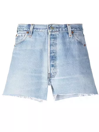 RE/DONE high-rise raw-cut Denim Shorts - Farfetch