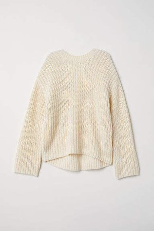 Knit Wool-blend Sweater - White