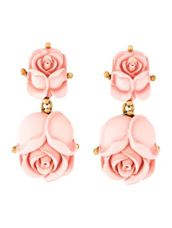 Oscar de la Renta Double Rose Clip-On Earrings - Earrings - OSC87923 | The RealReal