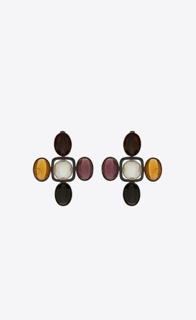Cross earrings in metal and resin | Saint Laurent United Kingdom | YSL.com