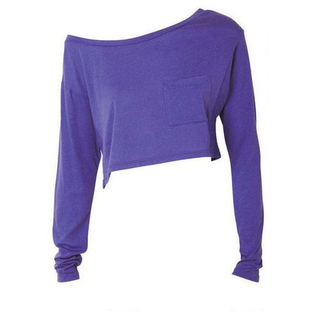 purple drop shoulder long sleeve crop top