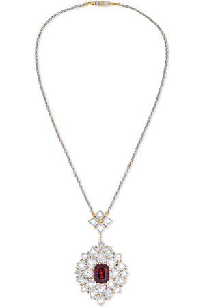 Buccellati | 18-karat white and yellow gold, garnet and diamond necklace | NET-A-PORTER.COM