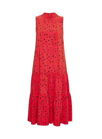 **Billie & Blossom Red Tiered Spot Print Midi Dress | Dorothy Perkins