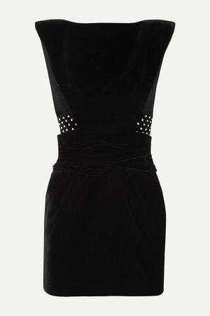 SAINT LAURENT | Crystal-embellished velvet mini dress | NET-A-PORTER.COM