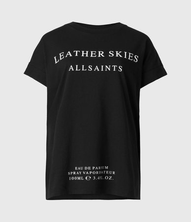 ALLSAINTS US: Womens Leather Skies Imogen T-Shirt (black)