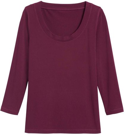 Ribbed Scoop-Neck T-Shirt